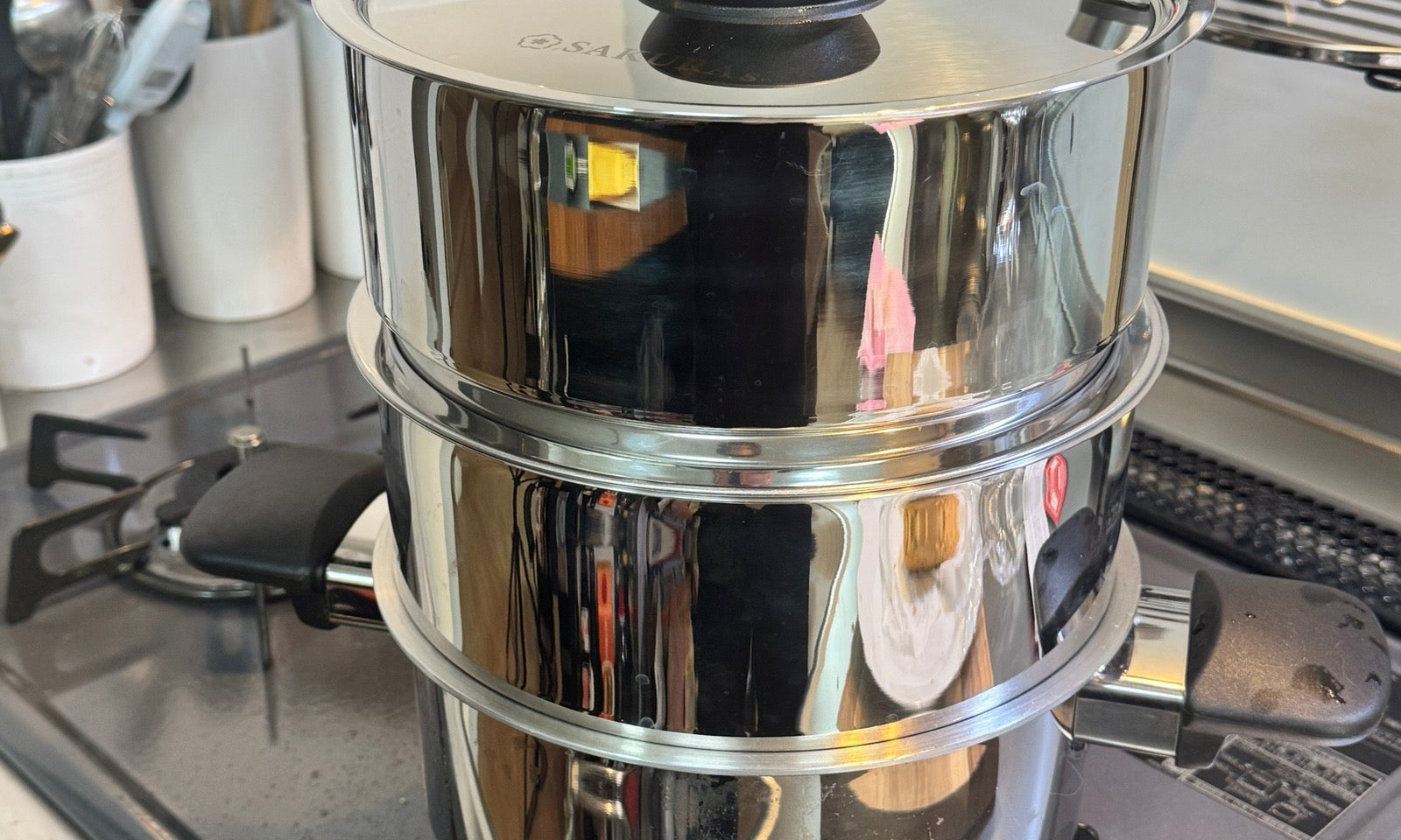 ステンレスの蒸し器を蒸籠のように使う
